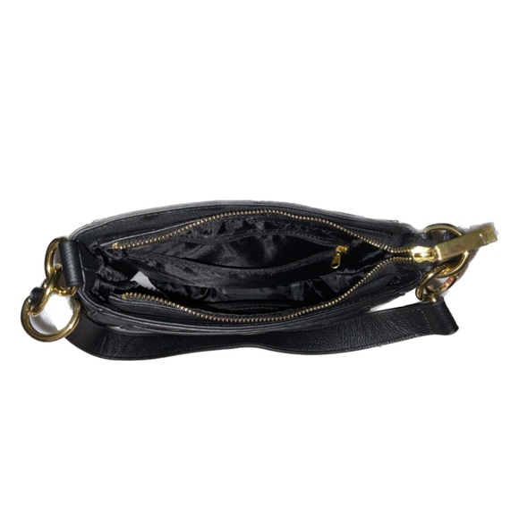 JOY Black Chic Leather Bag with Removable Pompom Plus RFID Tech & Anti-Microbial - Picture 6 of 10